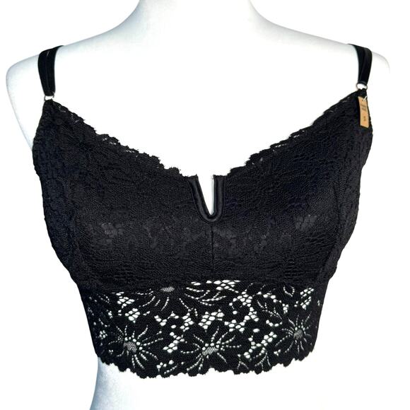 VICTORIA'S SECRET NWT Small‎ Black Lace Wireless Lined Bustier Push Up Bralette - Picture 2 of 7
